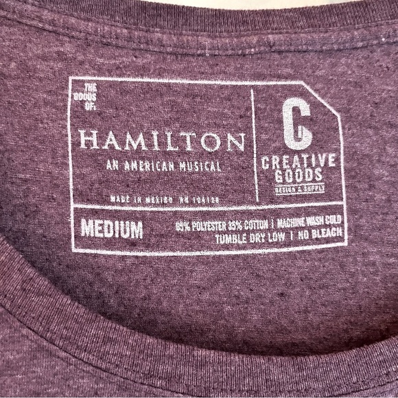 Hamilton I Will Never Be Satisfied Tee Shirt Light Heather Purple Size M - Picture 2 of 8
